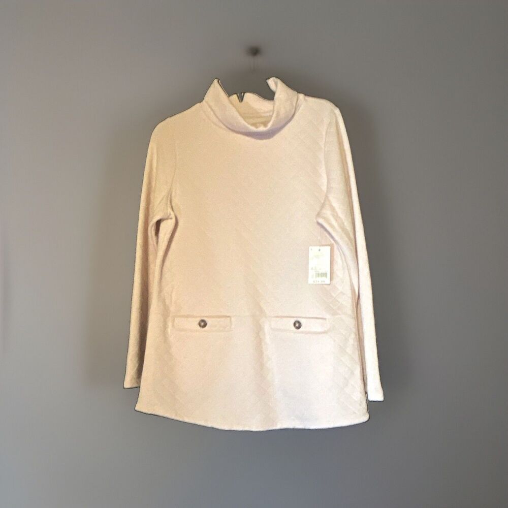 Croft & Barrow Womens Small Pink Cotton Knit Turtleneck Long Sleeve Top Shirt S